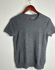 Enza Costa 100% Cashmere Gray Short Sleeve Knit Crew Neck Top