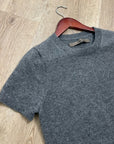 Enza Costa 100% Cashmere Gray Short Sleeve Knit Crew Neck Top