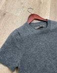 Enza Costa 100% Cashmere Gray Short Sleeve Knit Crew Neck Top