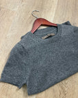Enza Costa 100% Cashmere Gray Short Sleeve Knit Crew Neck Top