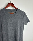 Enza Costa 100% Cashmere Gray Short Sleeve Knit Crew Neck Top