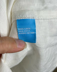 J. McLaughlin 100% Linen White Blue Embroidered Long Sleeve Midi Length Dress