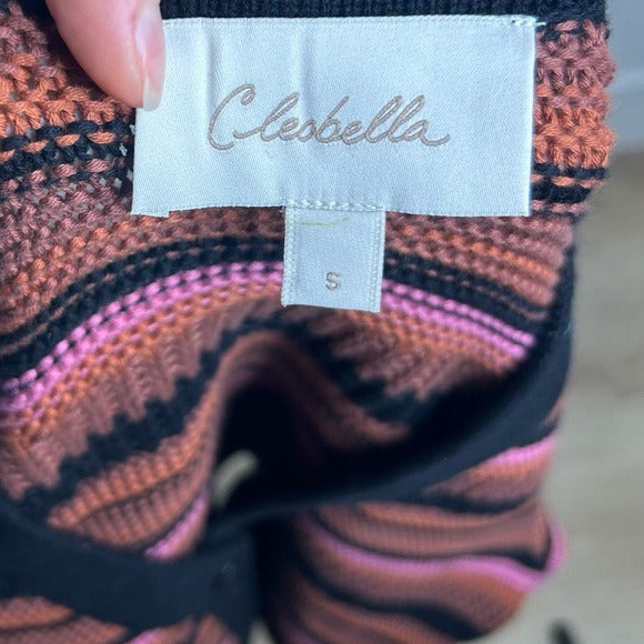 Cleobella 100% Organic Cotton Knit Multicolor Striped Bethany Cardigan Sweater