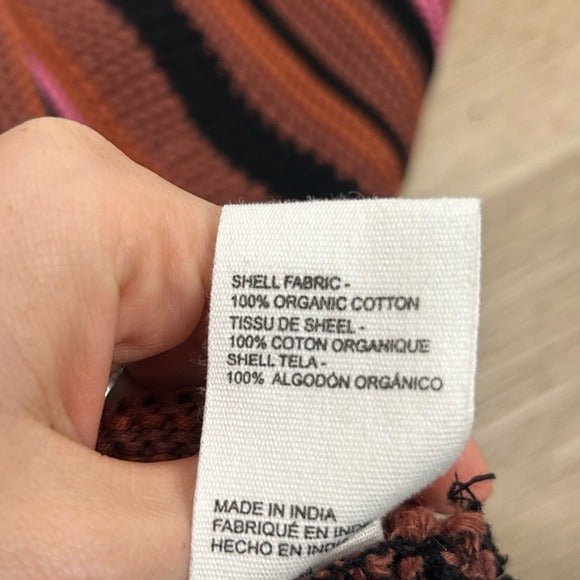 Cleobella 100% Organic Cotton Knit Multicolor Striped Bethany Cardigan Sweater