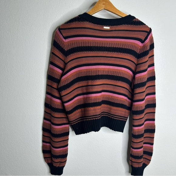 Cleobella 100% Organic Cotton Knit Multicolor Striped Bethany Cardigan Sweater