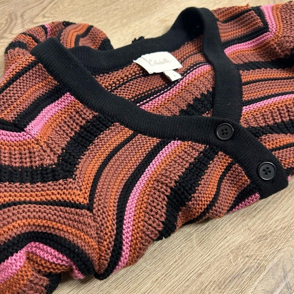 Cleobella 100% Organic Cotton Knit Multicolor Striped Bethany Cardigan Sweater