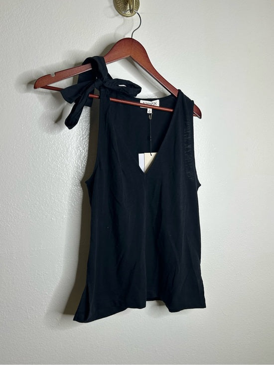 Nation LA 100% Cotton Jersey Daniella Black Tie Up V- Neck Tank Top