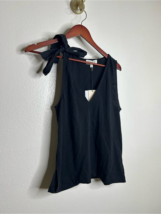 Nation LA 100% Cotton Jersey Daniella Black Tie Up V- Neck Tank Top