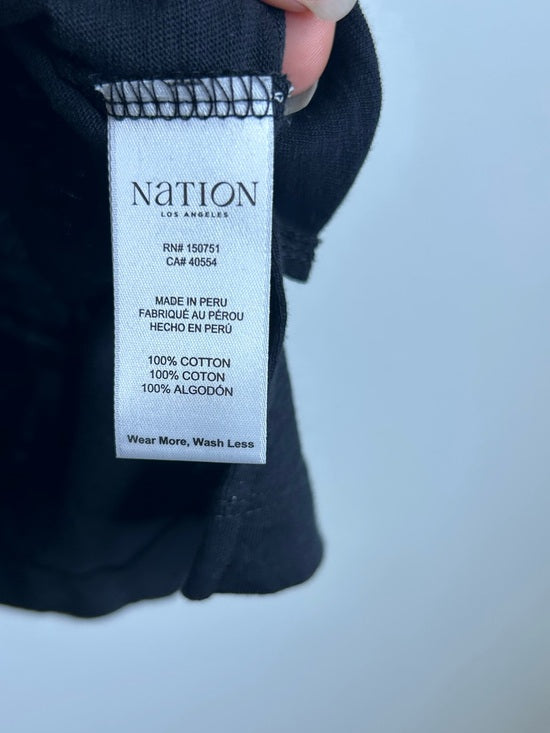 Nation LA 100% Cotton Jersey Daniella Black Tie Up V- Neck Tank Top