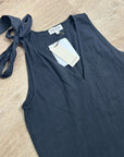 Nation LA 100% Cotton Jersey Daniella Black Tie Up V- Neck Tank Top