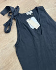 Nation LA 100% Cotton Jersey Daniella Black Tie Up V- Neck Tank Top