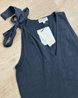 Nation LA 100% Cotton Jersey Daniella Black Tie Up V- Neck Tank Top