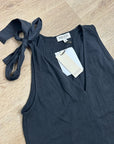 Nation LA 100% Cotton Jersey Daniella Black Tie Up V- Neck Tank Top