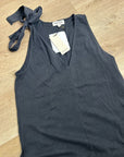 Nation LA 100% Cotton Jersey Daniella Black Tie Up V- Neck Tank Top