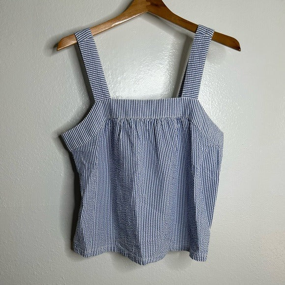 Brixton Brixton 100% Cotton Striped Babydoll Textured Tank Top - Cotton