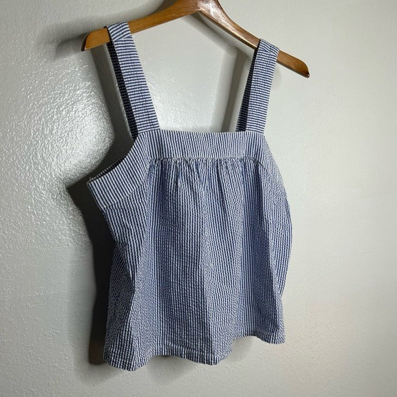 Brixton Brixton 100% Cotton Striped Babydoll Textured Tank Top - Cotton