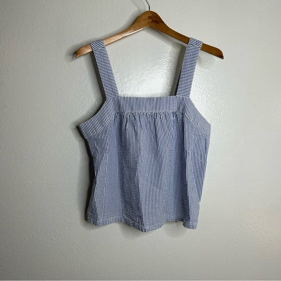 Brixton Brixton 100% Cotton Striped Babydoll Textured Tank Top - Cotton