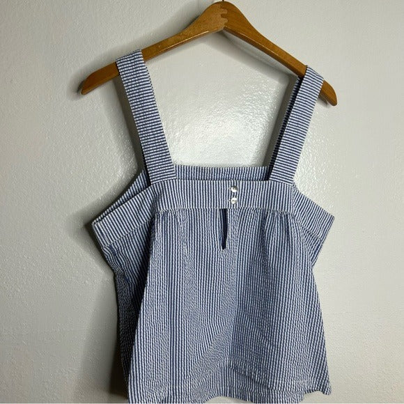 Brixton Brixton 100% Cotton Striped Babydoll Textured Tank Top - Cotton