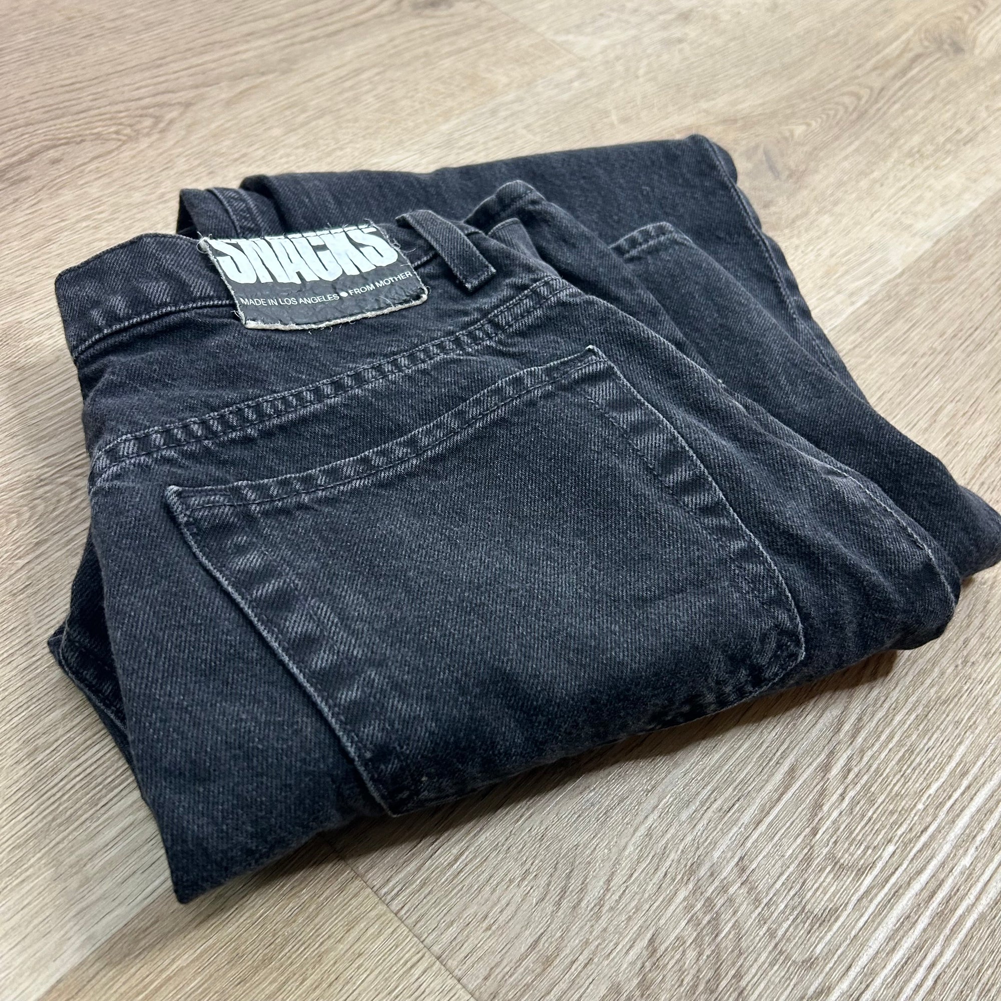 MOTHER MOTHER Snacks 100% Cotton Black High Waisted Tapered Leg Jean - Cotton, Denim