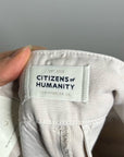 Citizens of Humanity 100% Cotton Payton Pleated Trouser Pant in Oysterette