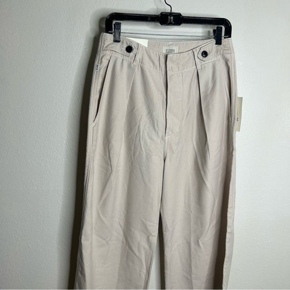 Citizens Of Humanity Citizens of Humanity 100% Cotton Payton Pleated Trouser Pant in Oysterette - Cotton
