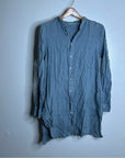 CP Shades 100% Linen Blue Tunic Long Sleeve