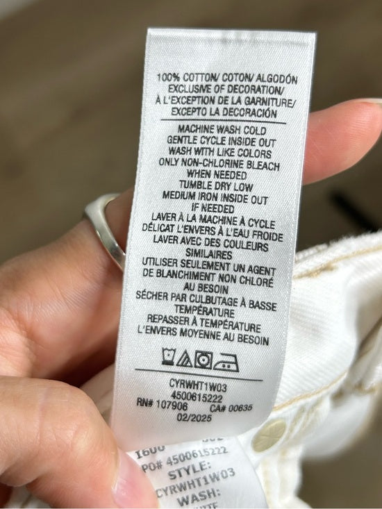 Hudson 100% Cotton White Distressed Bailey Barrel Jean Contrast Stitching