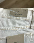 Hudson 100% Cotton White Distressed Bailey Barrel Jean Contrast Stitching