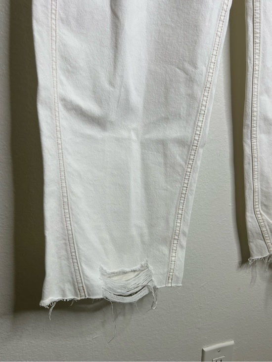 Hudson Hudson 100% Cotton White Distressed Bailey Barrel Jean Contrast Stitching - Cotton, Denim