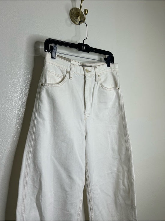 Hudson 100% Cotton White Distressed Bailey Barrel Jean Contrast Stitching