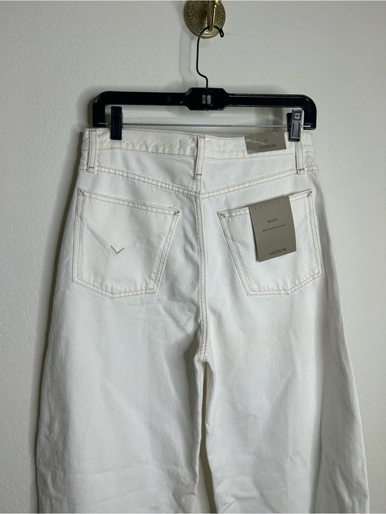 Hudson 100% Cotton White Distressed Bailey Barrel Jean Contrast Stitching