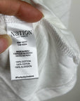 Nation LA 100% Cotton Scoop Neck Puff Sleeve White Gold Button Top
