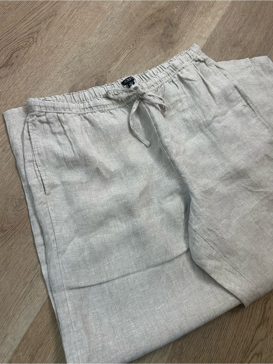 J. Crew J. Crew 100% Linen Soleil Drawstring Straight Leg Pant in Flax - Linen