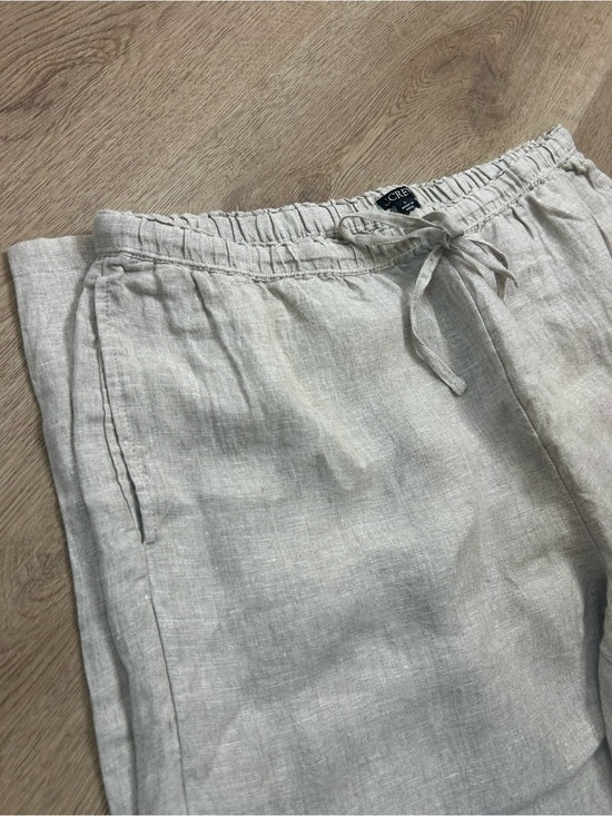 J. Crew J. Crew 100% Linen Soleil Drawstring Straight Leg Pant in Flax - Linen