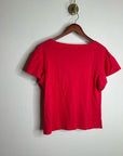Nation LA 100% Cotton Emmy Flutter Sleeve Short Sleeve T- Shirt in Red