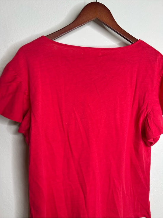 Nation LA 100% Cotton Emmy Flutter Sleeve Short Sleeve T- Shirt in Red