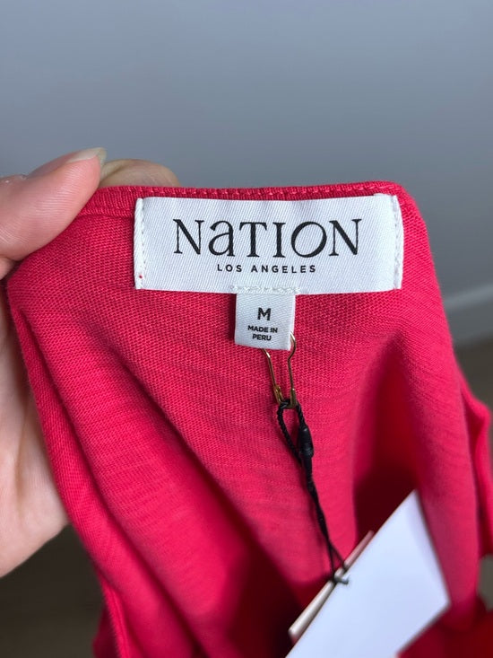 Nation LA 100% Cotton Emmy Flutter Sleeve Short Sleeve T- Shirt in Red