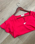 Nation LA 100% Cotton Emmy Flutter Sleeve Short Sleeve T- Shirt in Red