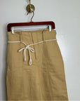 VINCE Linen Cotton Tan Straight Leg Paperbag Waist Pant