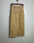 VINCE Linen Cotton Tan Straight Leg Paperbag Waist Pant