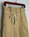 VINCE Linen Cotton Tan Straight Leg Paperbag Waist Pant