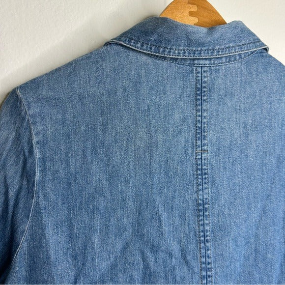 BR Cotton Hemp Denim Chambray Long Sleeve Button Down Top