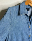 BR Cotton Hemp Denim Chambray Long Sleeve Button Down Top