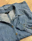 BR Cotton Hemp Denim Chambray Long Sleeve Button Down Top