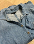 BR Cotton Hemp Denim Chambray Long Sleeve Button Down Top
