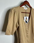 Nation LA 100% Cotton Jen Gold Button Down Puff Sleeve Top in Toffee