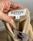 Nation LA 100% Cotton Jen Gold Button Down Puff Sleeve Top in Toffee