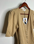 Nation LA 100% Cotton Jen Gold Button Down Puff Sleeve Top in Toffee