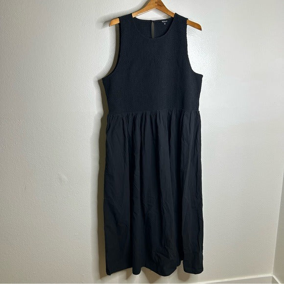 Madewell Madewell 100% Cotton Poplin Smocked Black Tank Maxi Dress - Cotton