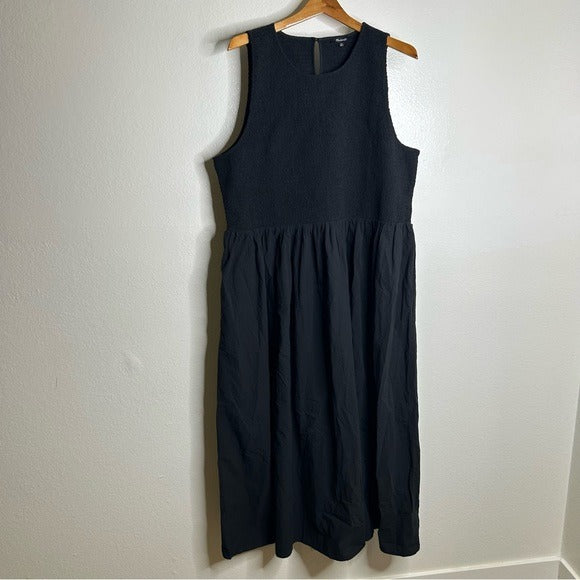 Madewell Madewell 100% Cotton Poplin Smocked Black Tank Maxi Dress - Cotton